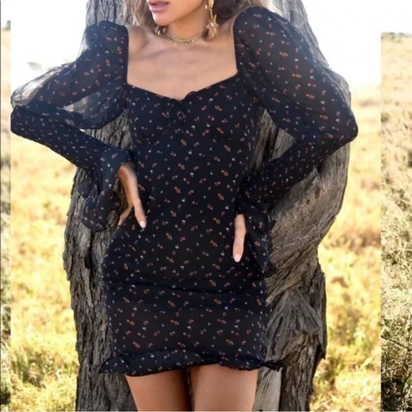 Rat & Boa M Cece Black Floral Dress